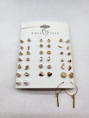 BFD-Earring Studs pack of 20 Variety in Gold Tones